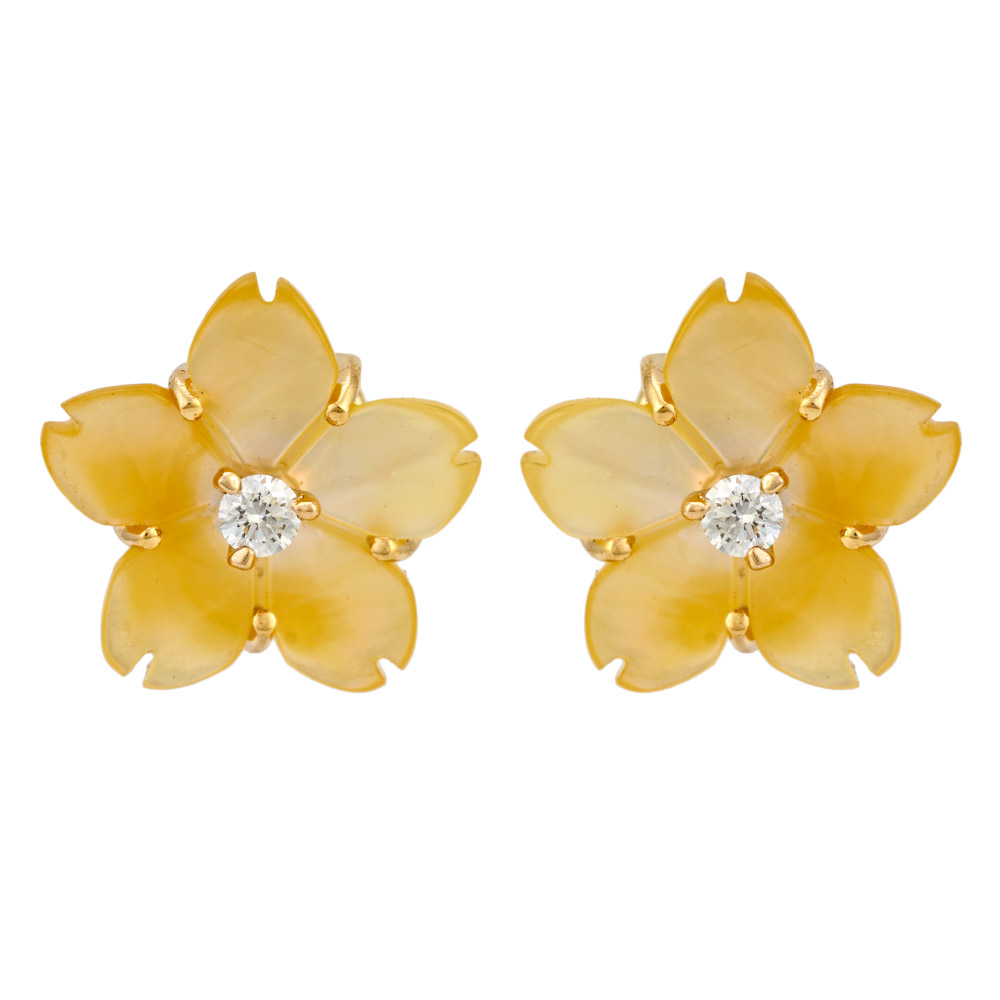 Shop Mother of Pearl Diamond Stud Earrings Online in India