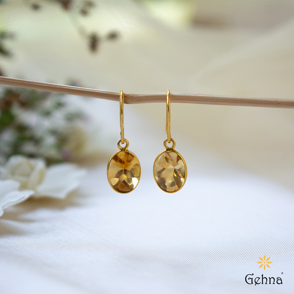 Enigmatic Ember Citrine 18K Gold Earring