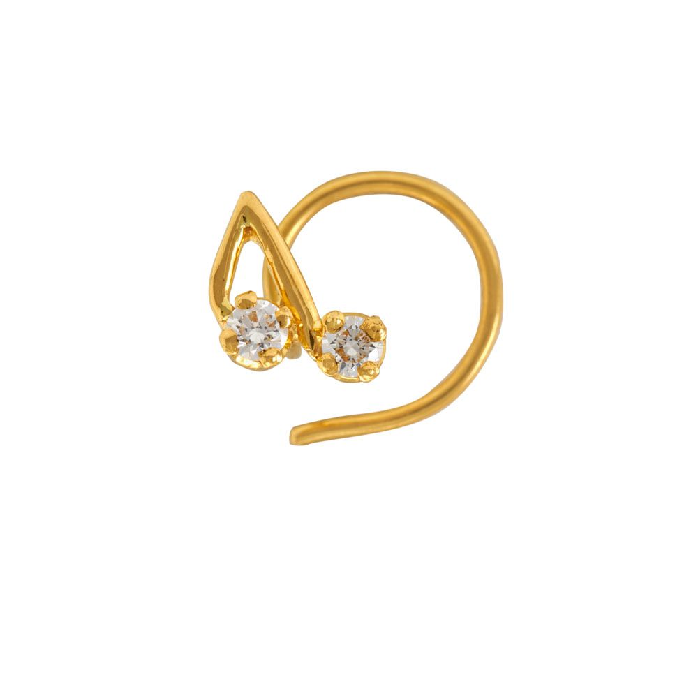 Quirky Diamond in 22K Gold Nose Pin (Wire Type)