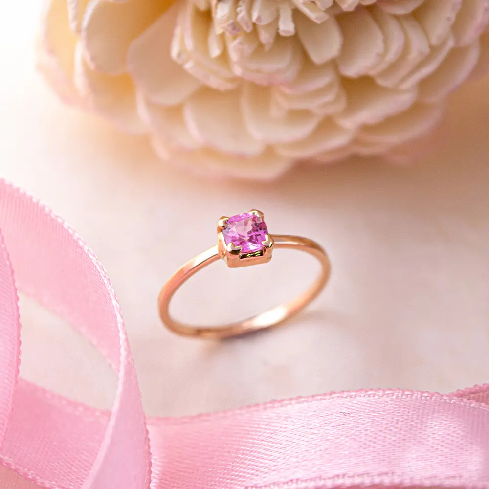 Shop Pink Sapphire 18K Rose Gold Ring Online in India |Gehna