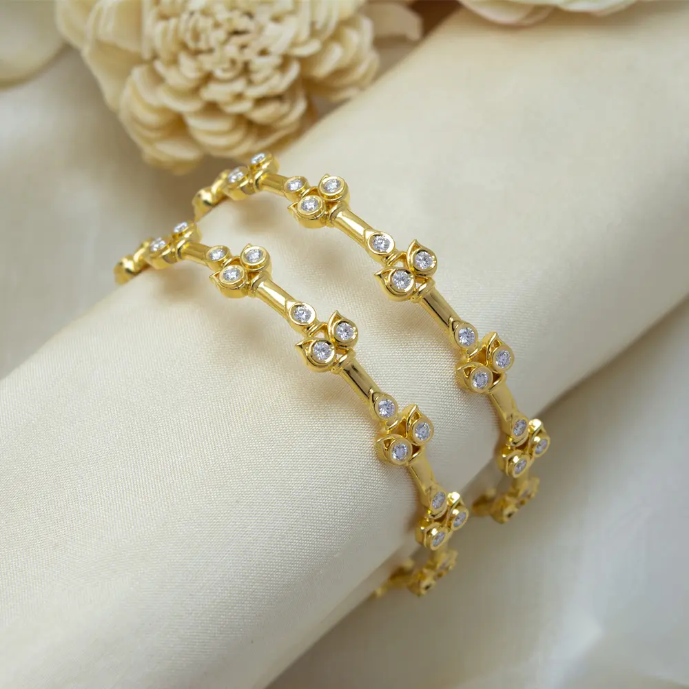 Shop Authentic Gold and Diamond Bangle for Women Gehna