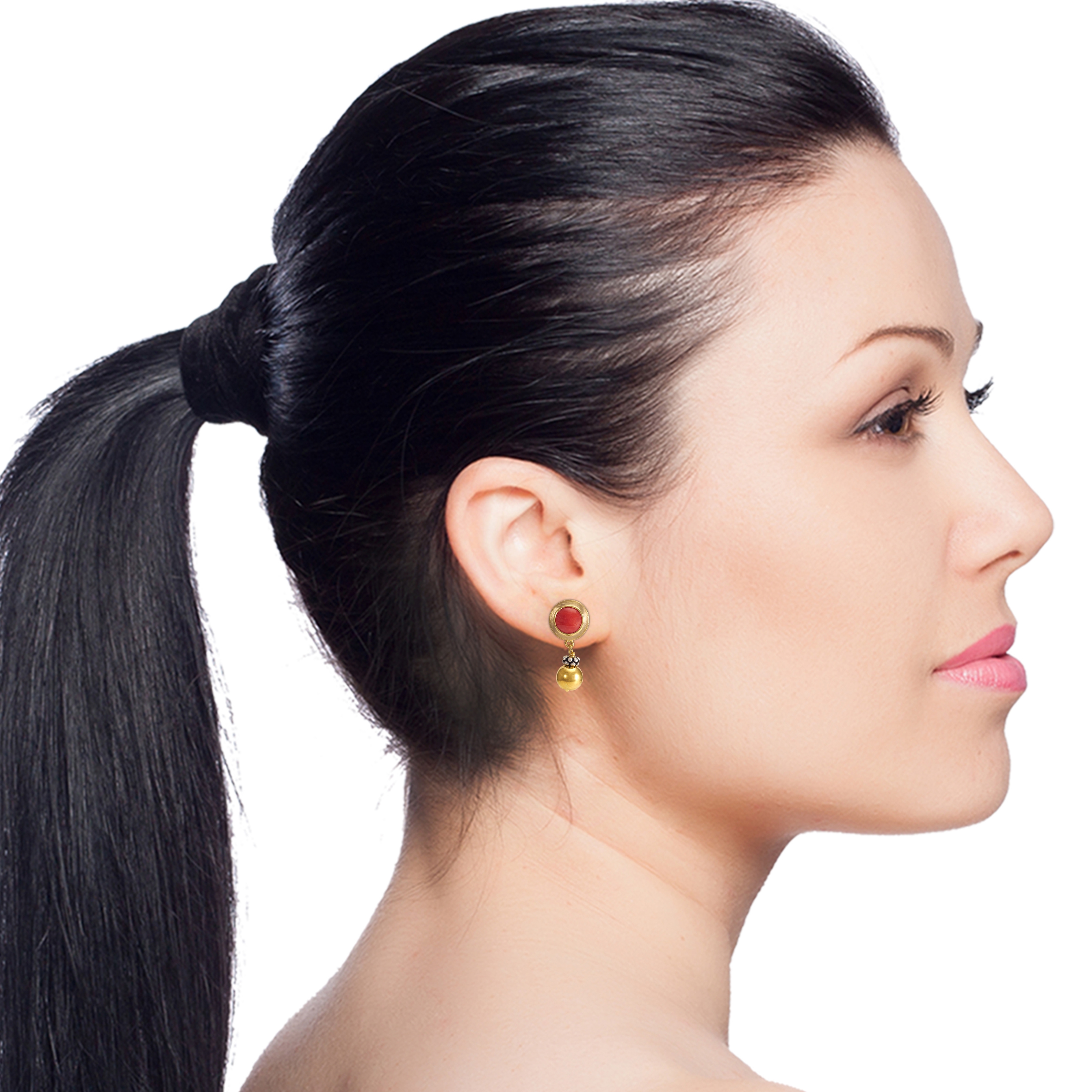 Shop Tasteful Coral Gold Silver Earring Online Gehna