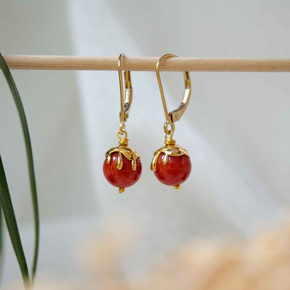 Italian Coral Golden Cascade 18K Gold Hoop Earring