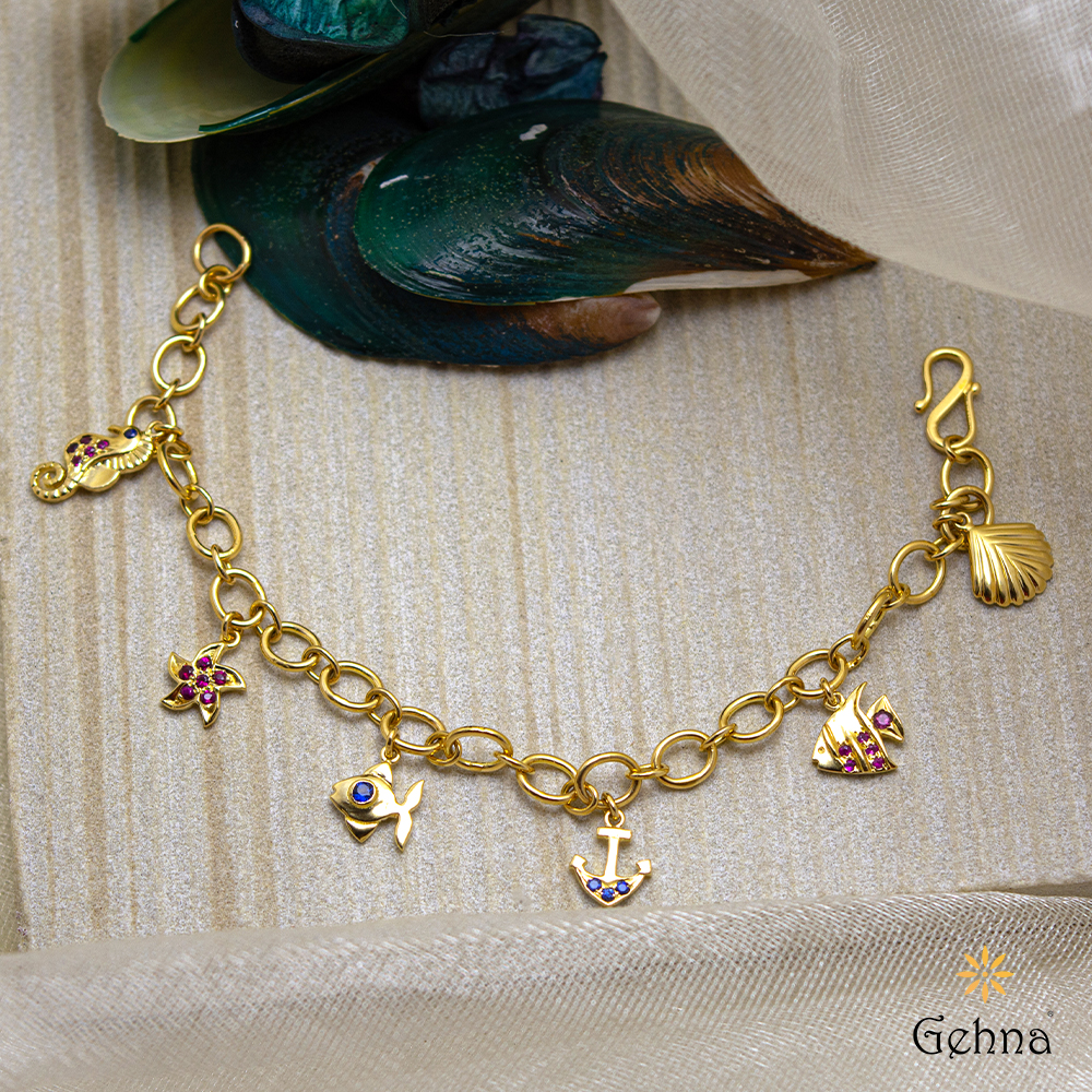 Shop 18K Gold Charm Bracelet Online in India Gehna