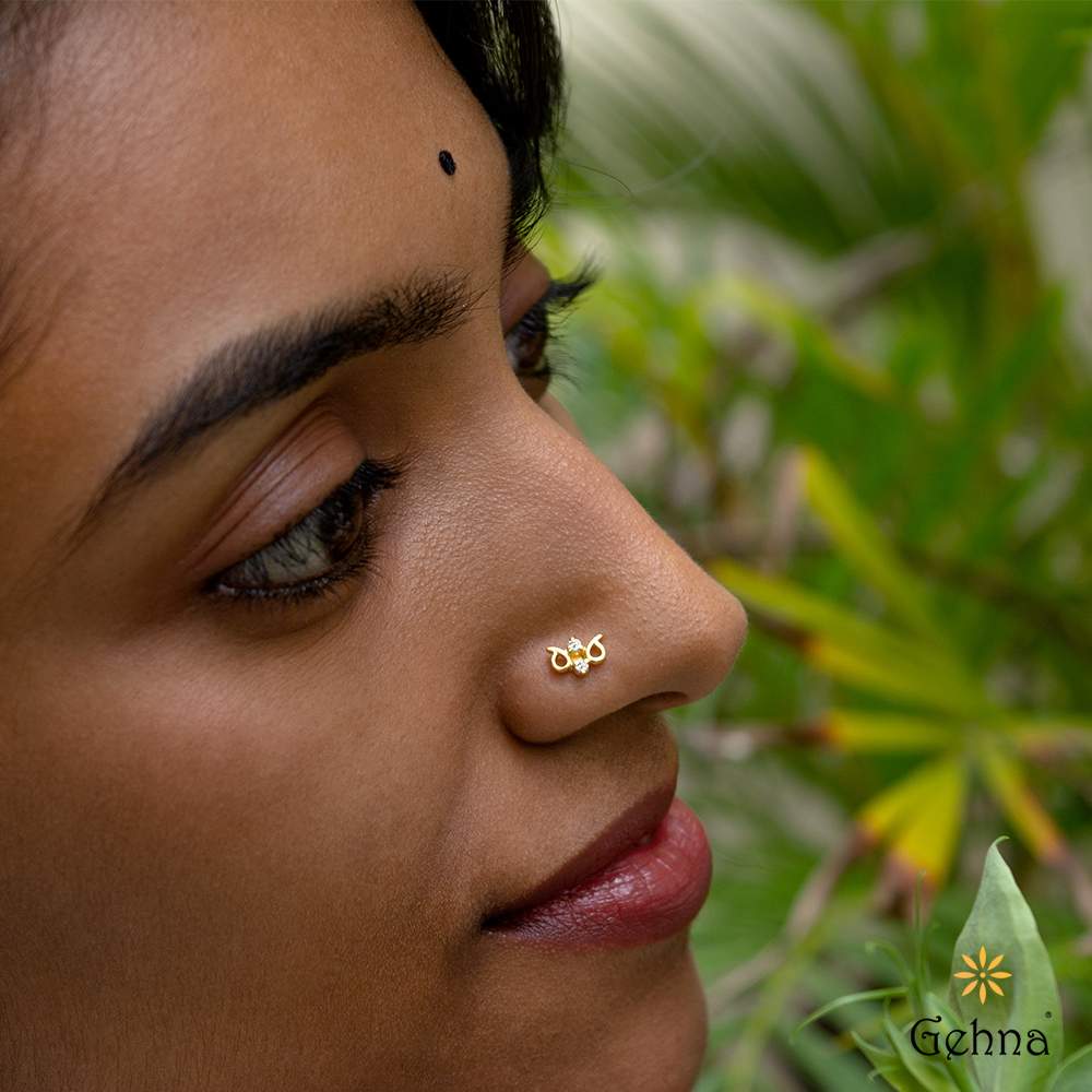 Bridal Nose Rings Designs Diamond 22K Gold Nosepin