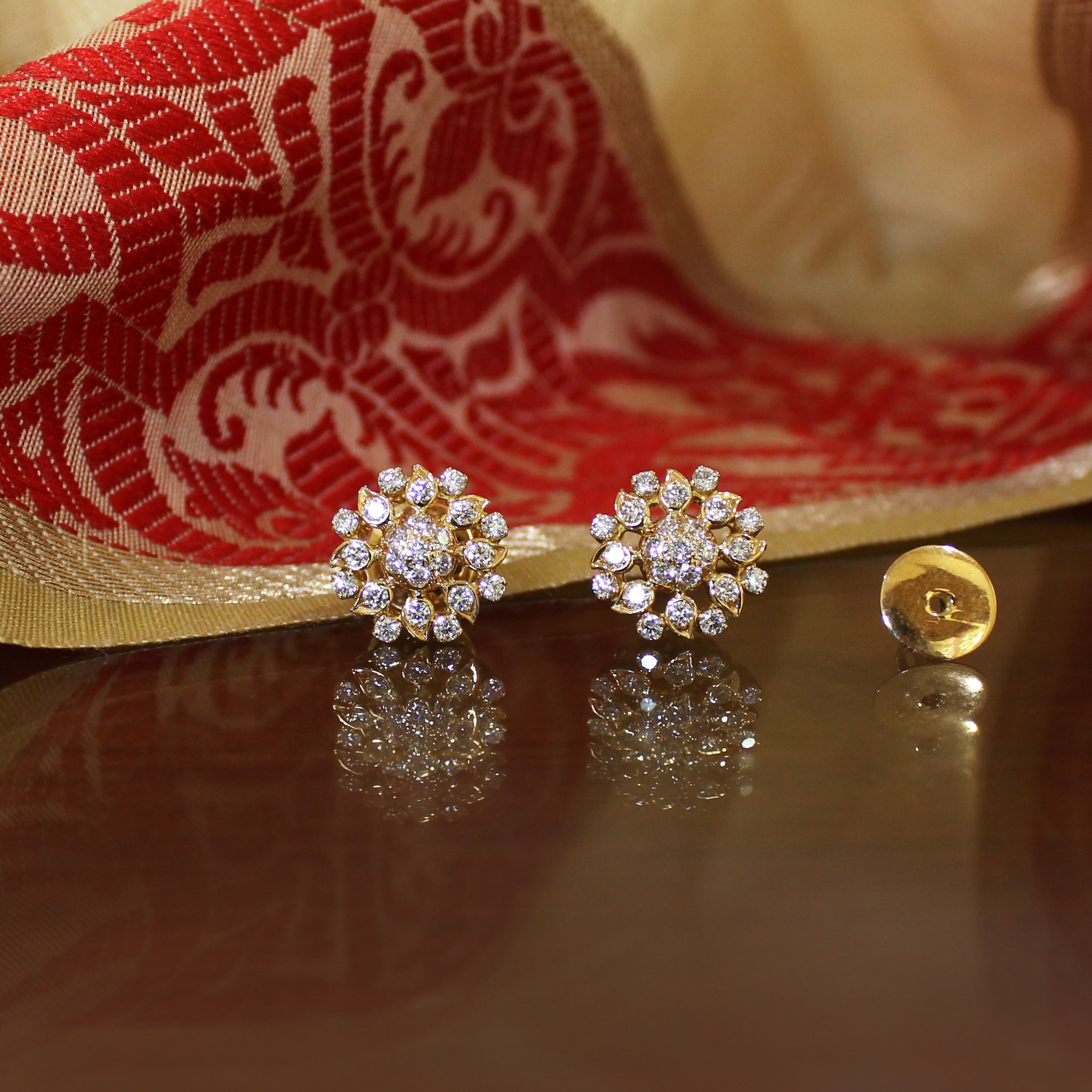 Shop Diamond and 18K Gold Stud Earrings Online in India Gehna